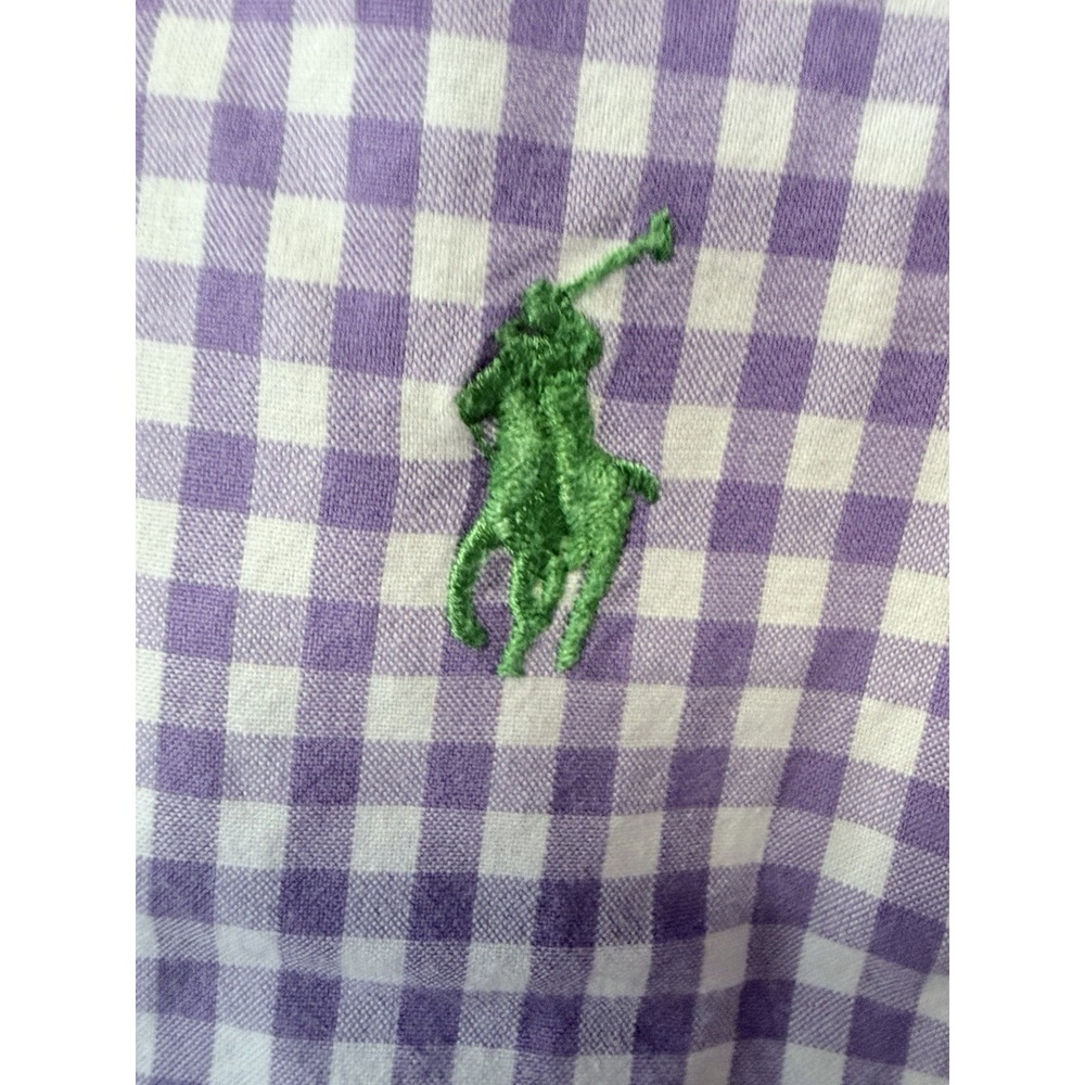 POLO Ralph Lauren Classic Fit Oxford men's shirt Purple Gingham Check XL Preppy - Picture 2 of 5